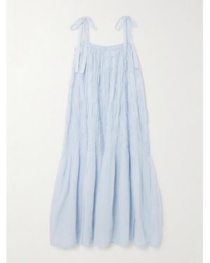 Alix Of Bohemia Emrys Tiered Striped Cotton Dress - Blue