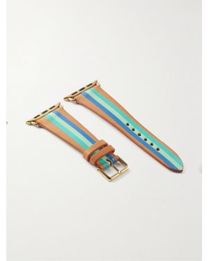 La Californienne Striped Leather Watch Strap - Blue