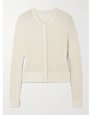 Maria McManus Ribbed Pointelle-Knit Merino Wool Cardigan - Natural