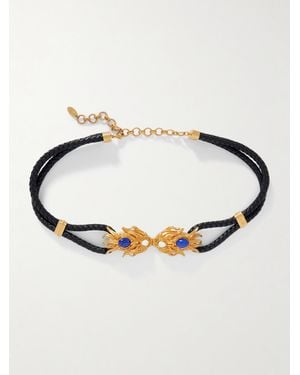 Sonia Petroff Dragonfish Embellished Braided Leather Belt - Natural