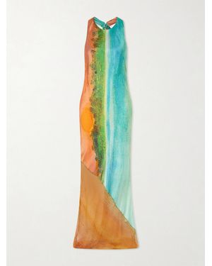 Donde Esteban Formentera Printed Silk-Blend Maxi Dress - Blue