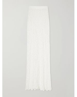 Miguelina Viviana Guipure Lace-Trimmed Cotton Maxi Skirt - White
