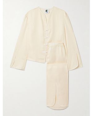 Sleeper Louis Pyjama Aus Glänzendem Jacquard - Natur