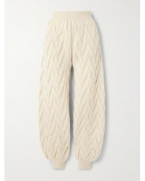 Loro Piana Cable-Knit Cashmere Tapered Track Pants - Natural