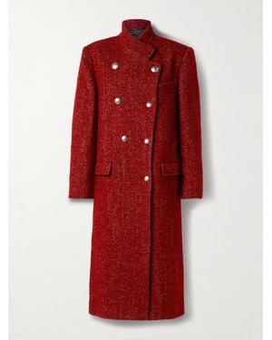 Isabel Marant Giusa Doppelreihiger Mantel Aus Twill Mit Fischgratmuster - Rot
