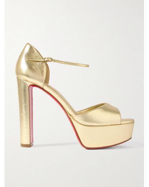 Christian Louboutin Sandaloo 130 Plateausandalen Aus Leder Mit Spiegeleffekt - Natur