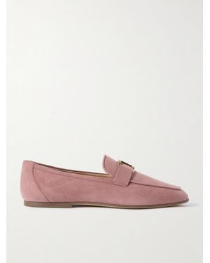 Tod's Embellished Nubuck Loafers - Pink