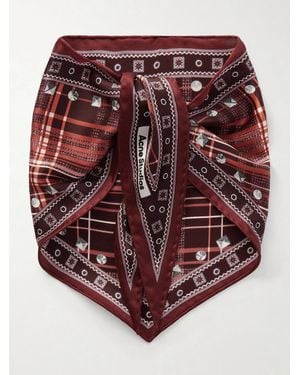 Acne Studios Checked Silk-Satin Scarf - Red
