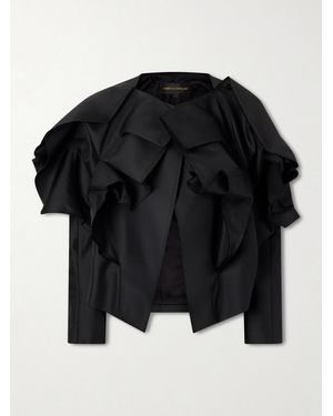 Comme des Garçons Ruffled Frayed Gabardine Jacket - Black
