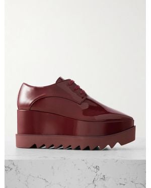Stella McCartney Elyse Vegetarian Patent-Leather Platform Brogues - Red