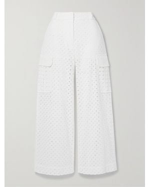 Zimmermann Matchmaker Broderie Anglaise Cotton Wide-Leg Trousers - White