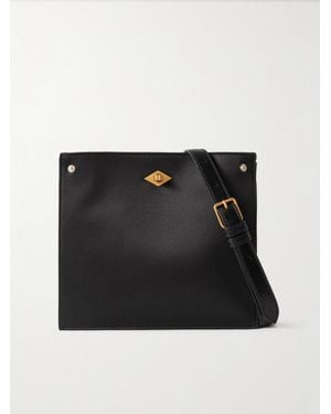 Metier Stowaway Leather-Trimmed Satin Shoulder Bag - Black