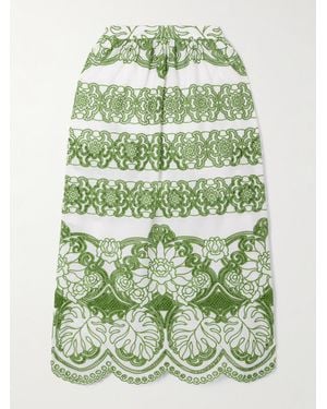 Borgo De Nor Belan Scalloped Broderie Anglaise Maxi Skirt - Green