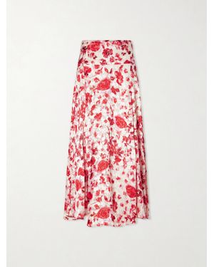Isabel Marant Hilza Floral-Print Chiffon Midi Skirt - Red