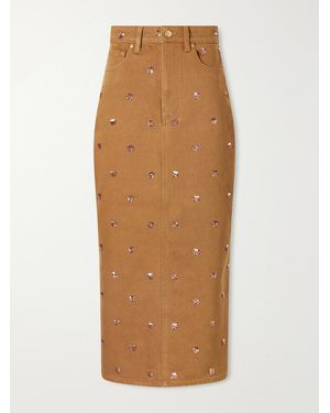 Ulla Johnson The Verona Sequin-Embellished Denim Midi Skirt - Natural
