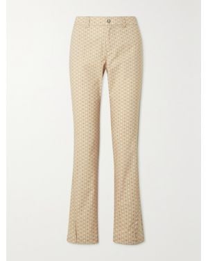 Bogner Tesja Cropped Printed Shell Straight-Leg Golf Trousers - Natural
