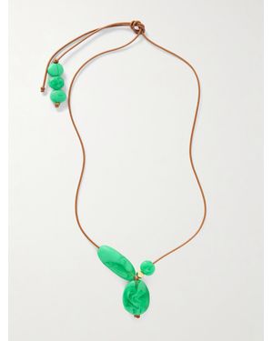 Dinosaur Designs Rock Cluster Leather, Resin And-Tone Necklace - Green