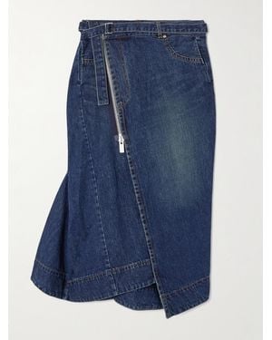 Sacai Midi-Jeansrock - Blau