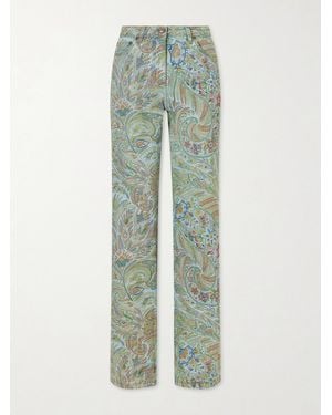 Etro Paisley-Print Flared Jeans - Green
