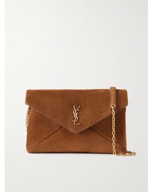 Saint Laurent Cassandre Suede Shoulder Bag - Brown