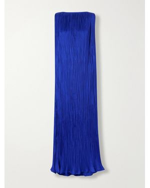 Aflalo Celestia Plissé-Satin Maxi Dress - Blue