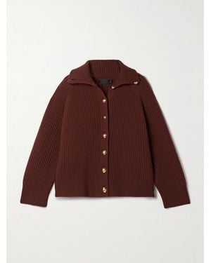 Nili Lotan Deryl Ribbed Cashmere Cardigan - Brown