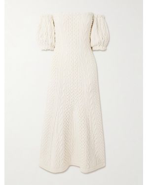 Gabriela Hearst Alastor Off-The-Shoulder Cable-Knit Wool And Cashmere-Blend Maxi Dress - Natural