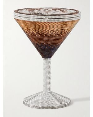 Judith Leiber Martini Espresso Crystal-Embellished-Tone Clutch - White