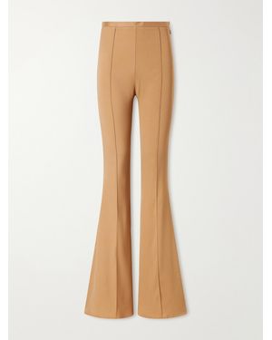 Taller Marmo Mae Crepe-Cady High-Waisted Flared Trousers - Natural