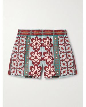 La DoubleJ Printed Cotton Shorts - Red