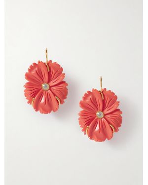 Lizzie Fortunato New Bloom-Plated, Resin And Crystal Earrings - Red
