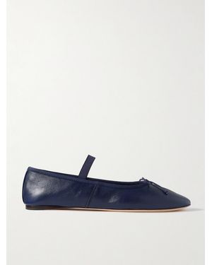 Loeffler Randall Leonie Bow-Embellished Leather Flats - Blue