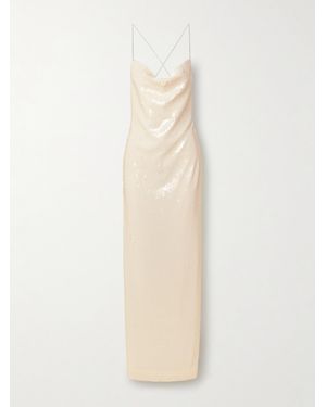 Magda Butrym Open-Back Sequined Tulle Maxi Dress - White