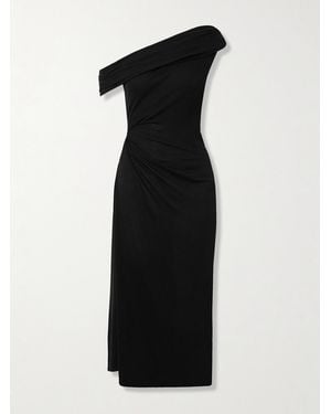 AZ FACTORY Lutz Huelle Rosa Off-The-Shoulder Gathered Georgette Midi Dress - Black