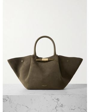DeMellier London New York Leather-Trimmed Suede Tote - Green