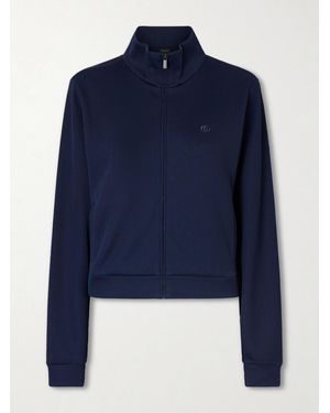 Gucci Webbing-Trimmed Ribbed Zip-Up Jacket - Blue