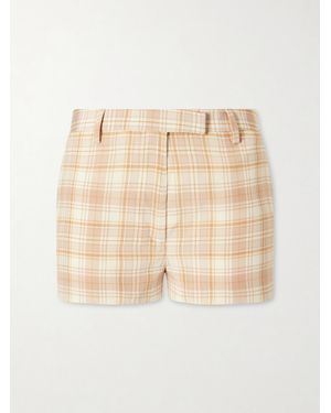Alessandra Rich Checked Silk Shorts - Natural