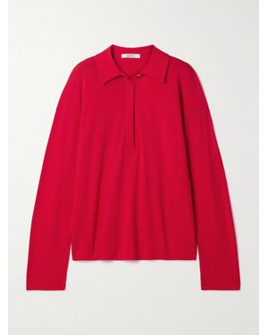 The Row Roddie Brushed Cotton-Jersey Polo Shirt - Red