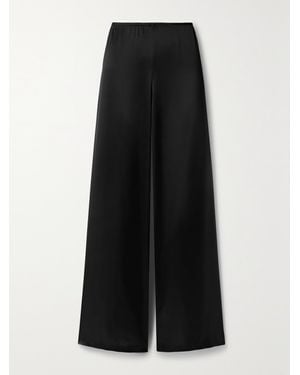 Leset Barb Satin Wide-Leg Trousers - Black