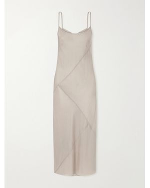 Lauren Manoogian Paneled Satin Midi Dress - White