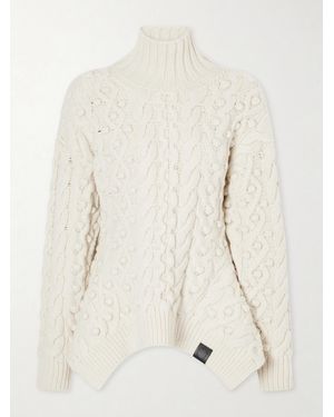 Stella McCartney Bobble Cable-Knit Wool Turtleneck Sweater - Natural