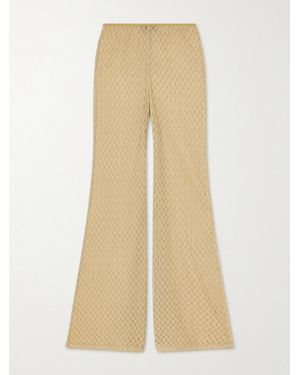 Missoni Metallic Crochet-Knit Flared Trousers - Natural
