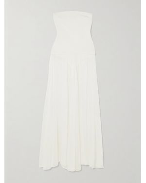 Esse Studios Aire Trägerloses Midikleid Aus Ponte Und Einer Leinen-Seidenmischung - Weiß