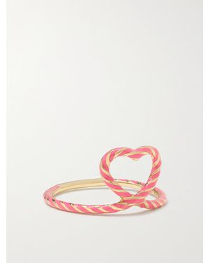 Alison Lou Heart Streamer 14-Karat And Enamel Ring - Pink