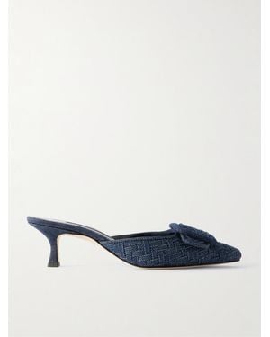 Manolo Blahnik Maysale 50 Mules Aus Denim Mit Schnalle - Blau
