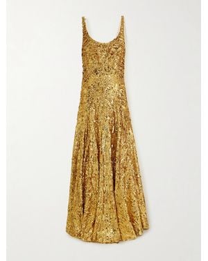Rabanne Sequined Crepe De Chine Maxi Dress - Metallic