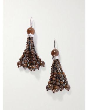 Le Sundial Venice Opera Tasselled Sterling Bronzite Earrings - Natural