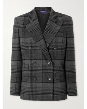 Ralph Lauren Kent Double-Breasted Checked Wool Blazer - Black