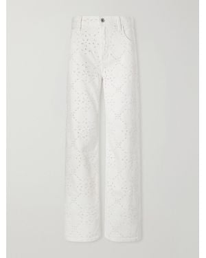 Citizens of Humanity Lindz Mid-Rise Embroidered Straight-Leg Jeans - White