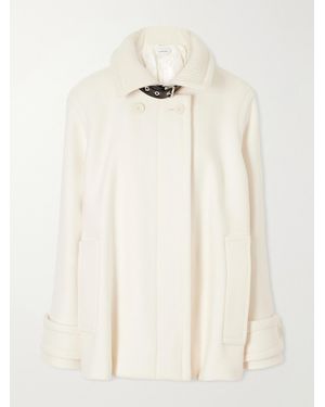 Lanvin Belted Leather-Trimmed Wool Trench Coat - Natural